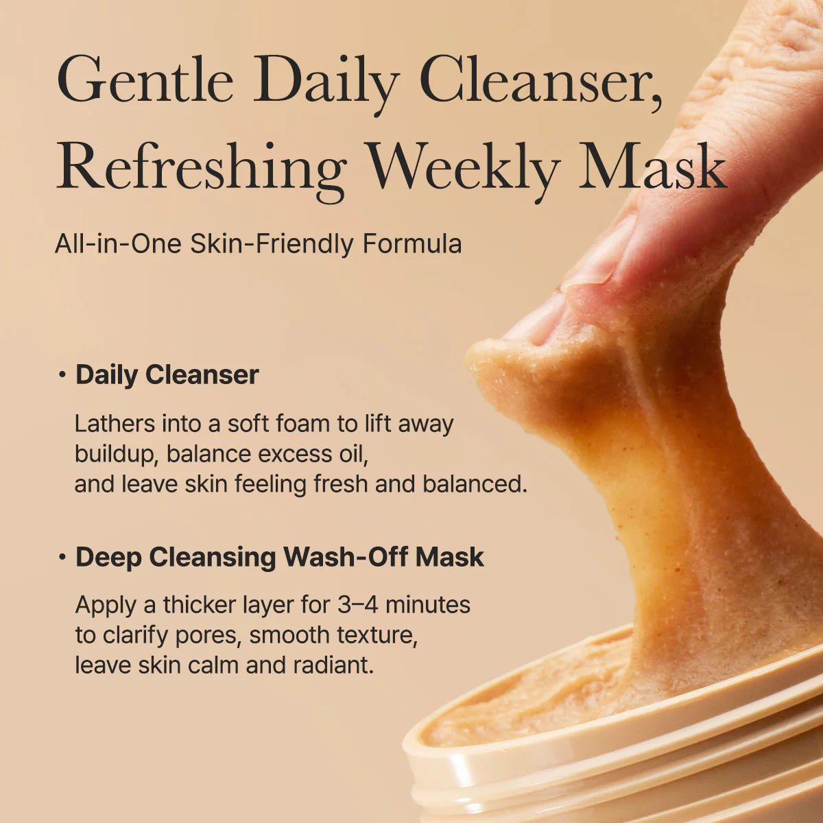 Arencia Calendula Rice Mochi Cleanser, Gentle Exfoliating Foam Wash for Sensitive, Dry, Rough Skin, 4.23oz / 120g - Globo Mag