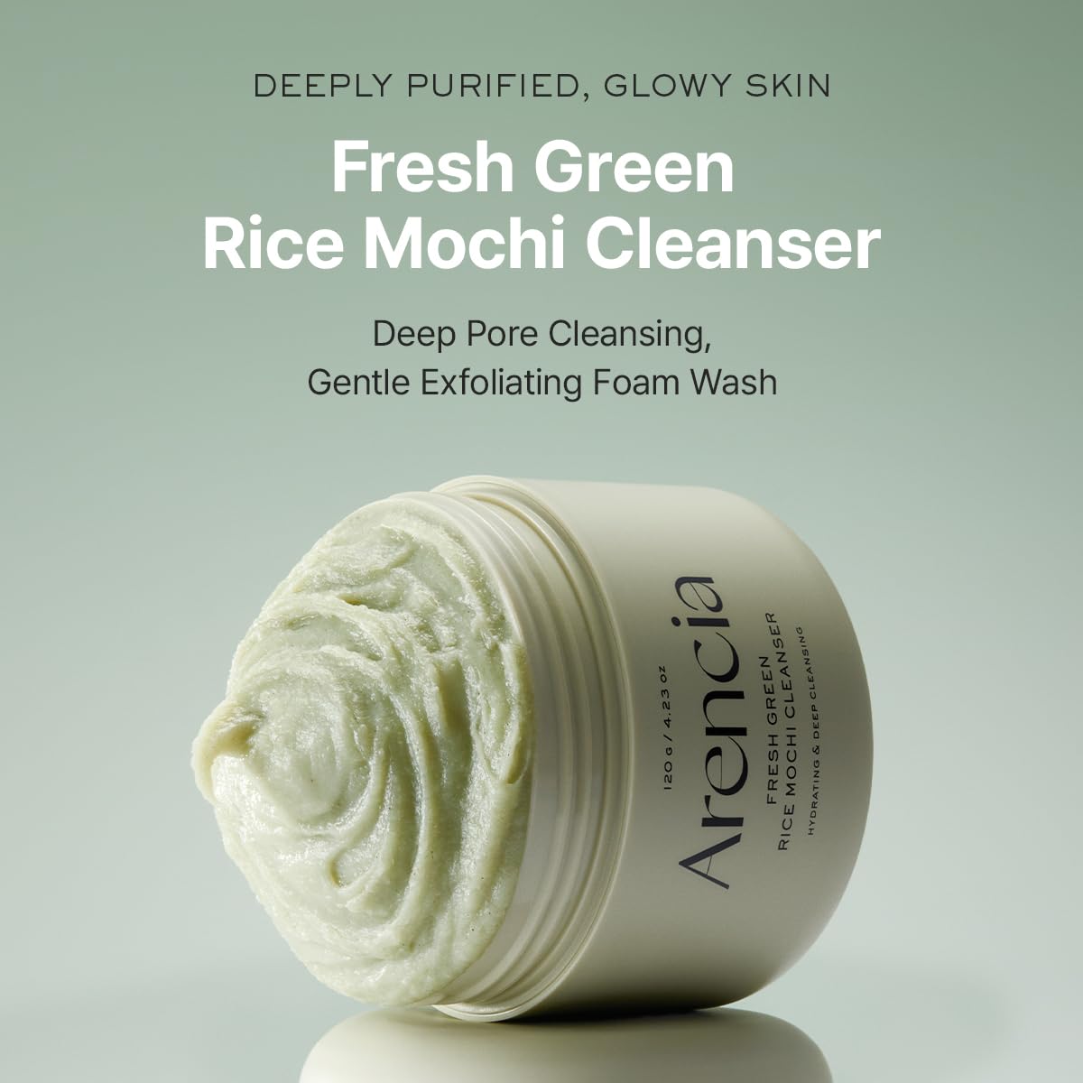 Arencia Korean Rice Mochi Facial Cleanser: Foaming, Gentle Exfoliating, All - in - One Deep Cleansing, Moisturizing, Pore Minimizing, Blackhead Remover, 120g - Globo Mag