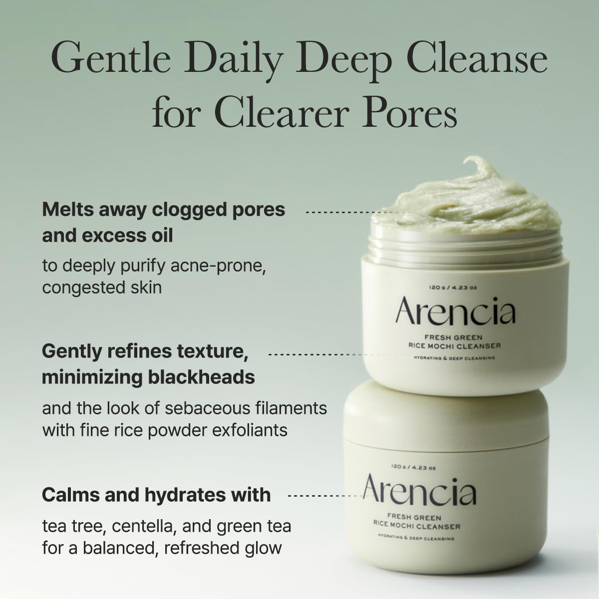 Arencia Korean Rice Mochi Facial Cleanser: Foaming, Gentle Exfoliating, All - in - One Deep Cleansing, Moisturizing, Pore Minimizing, Blackhead Remover, 120g - Globo Mag